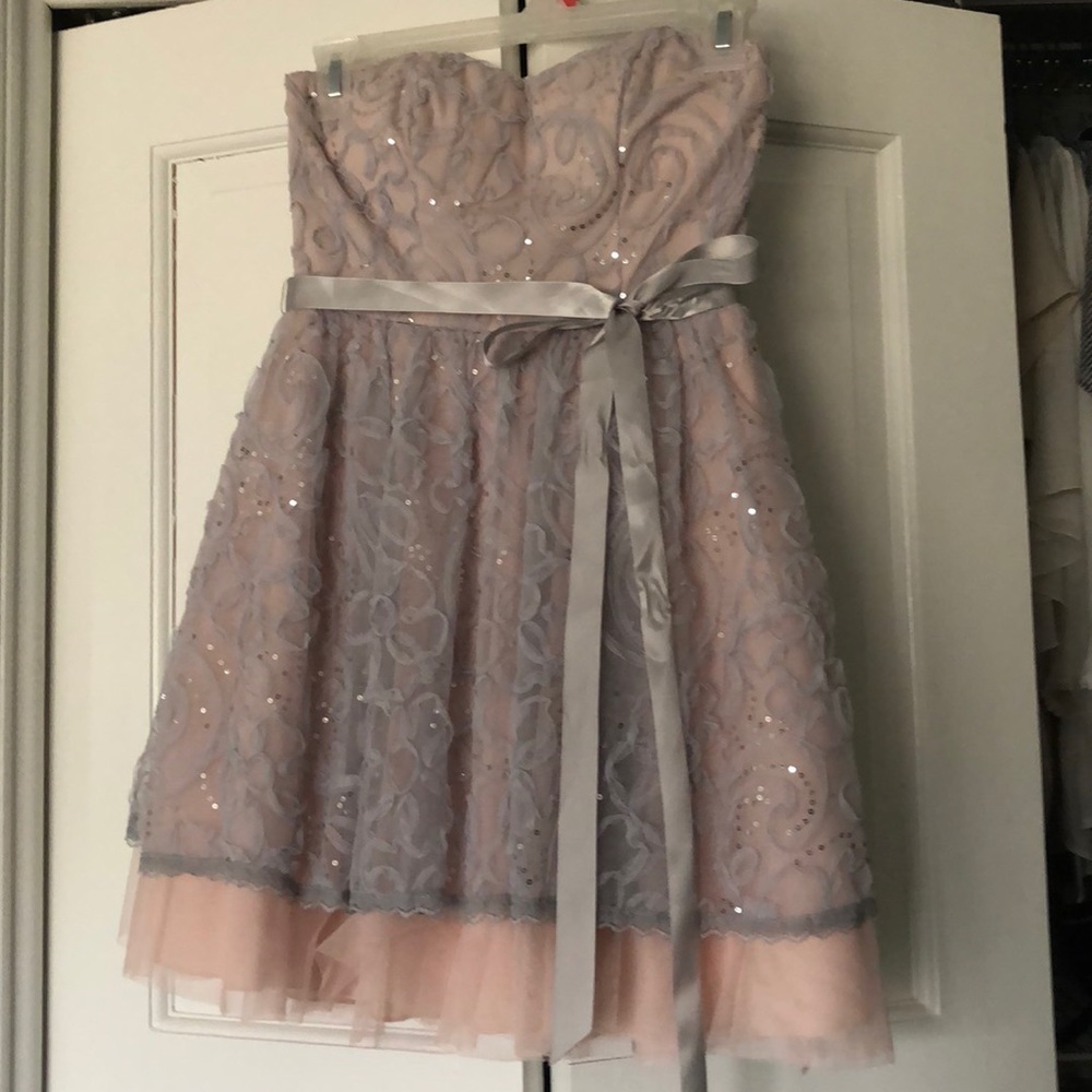 B. Smart gray blush tulle sequin formal mini 1